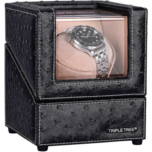 Single Watch Winder for Automatic Watches, with Super Quiet Japanese Motor